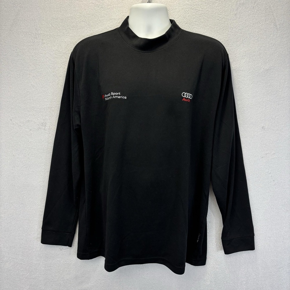 Vintage Audi Sport North America Mock Neck Shirt Mens XL Black Long Sleeve